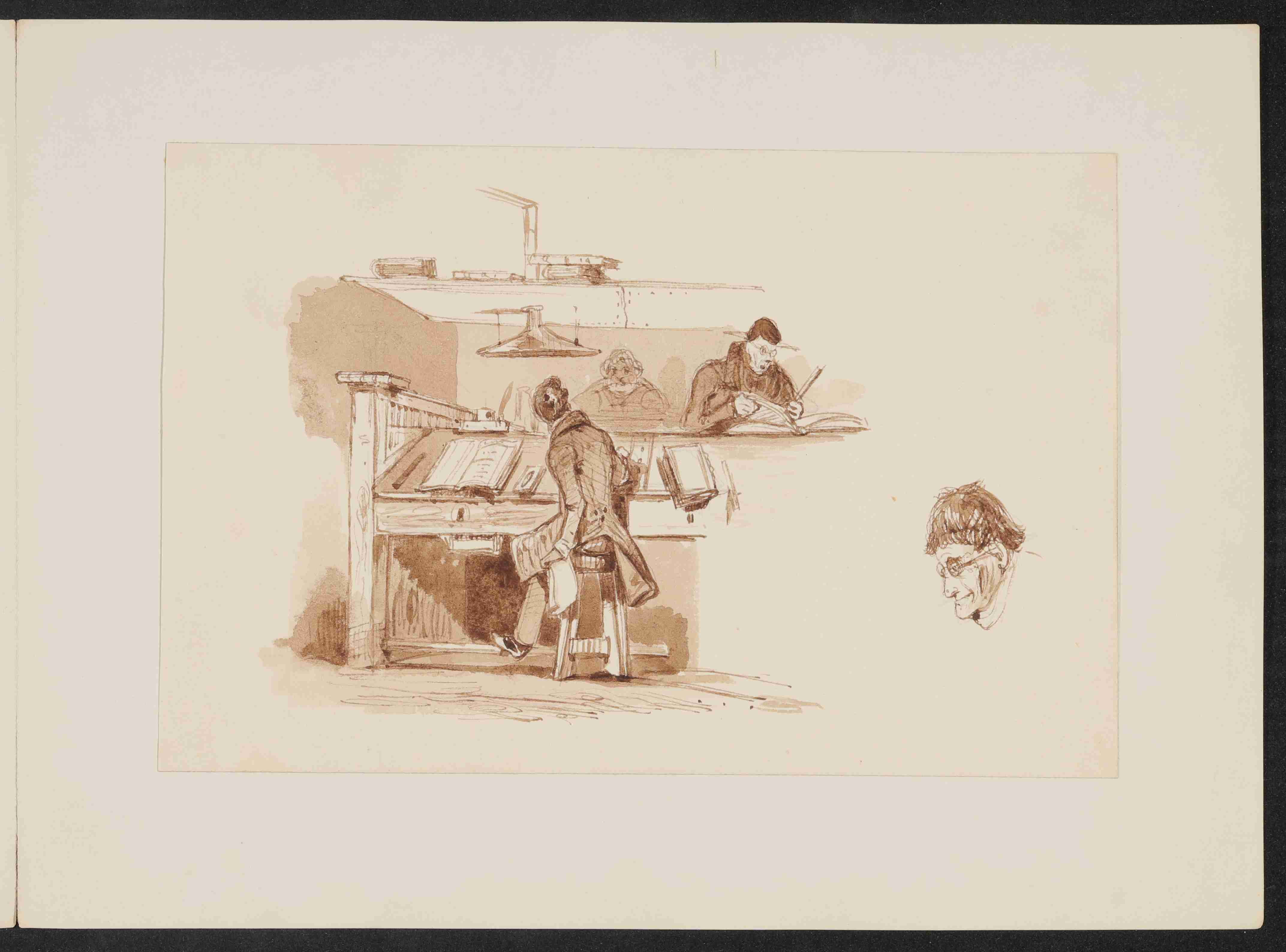 Charles Rochussen, Blick in ein Kontor [Aus dem Stammbuch des Freiherrn von Berlepsch]