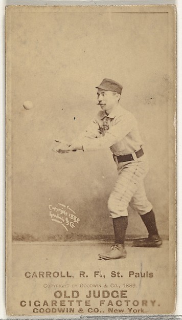 Goodwin & Company, John E. "Scrappy" Carroll, Right Field, St. Paul Apostles, from the Old Judge series (N172) for Old Judge Cigarettes