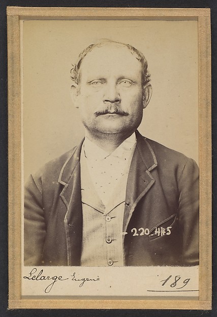 Alphonse Bertillon, Lelarge. Louis, Eugène. 46 ans, né le 5/4/48 à Paris Ille. Employé de commerce. Anarchiste. 2/7/94.