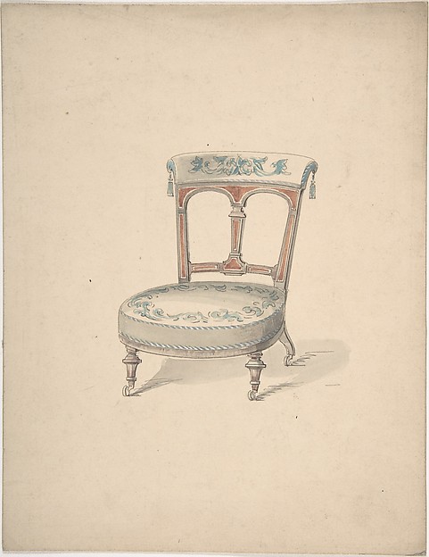 Anonymous, British, 19th century, Design for a Low Chair on Casters