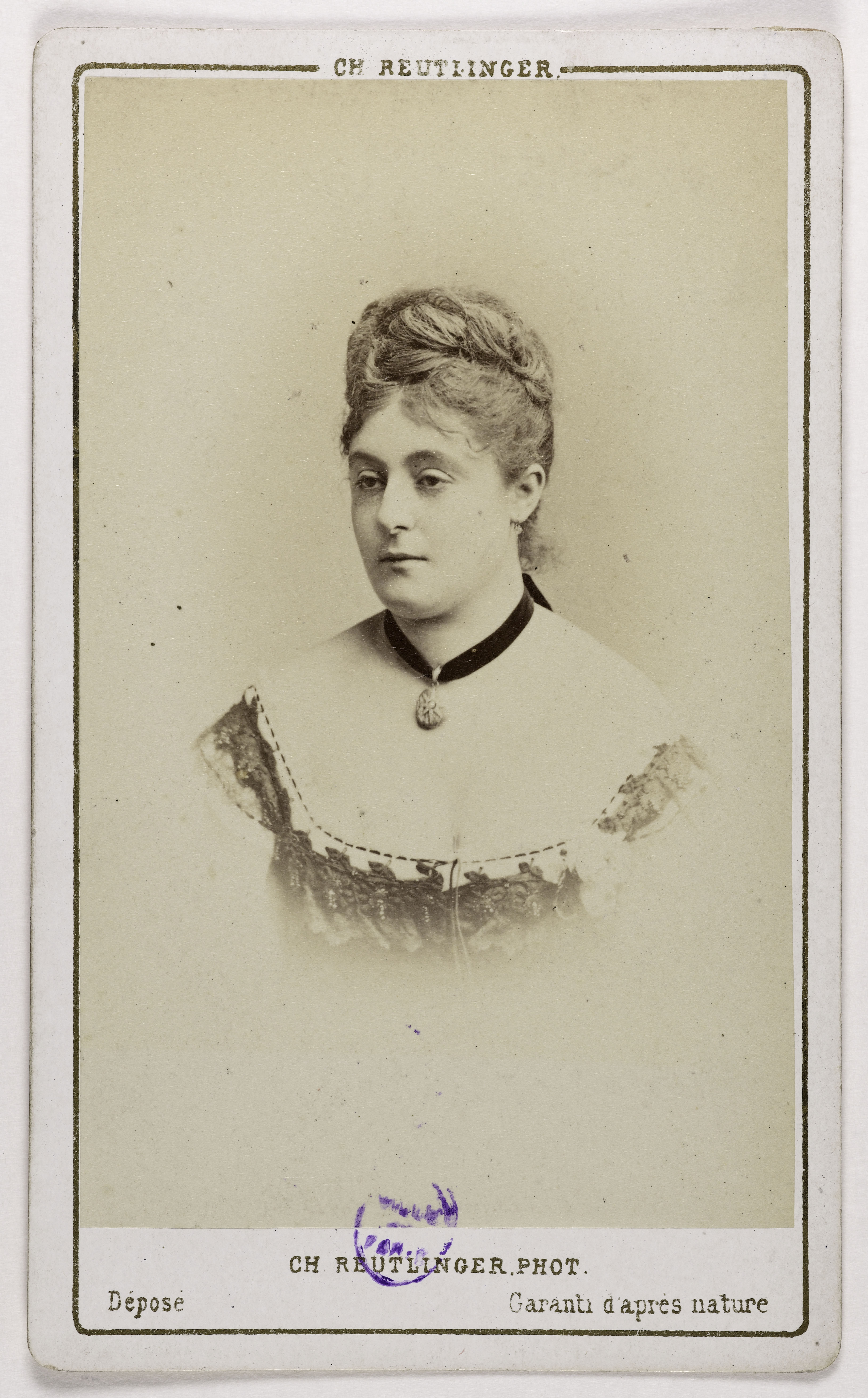 Charles Reutlinger, Portrait de Valentine Biron (actrice au Palais Royal et au Théâtre des Nouveautés)