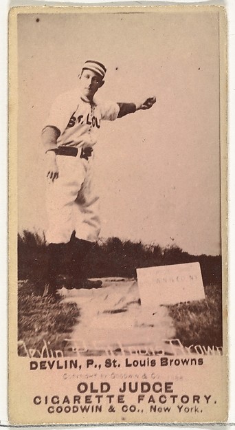 Goodwin & Company, James H. "Jim" Devlin, Pitcher, St. Louis Browns, from the Old Judge series (N172) for Old Judge Cigarettes