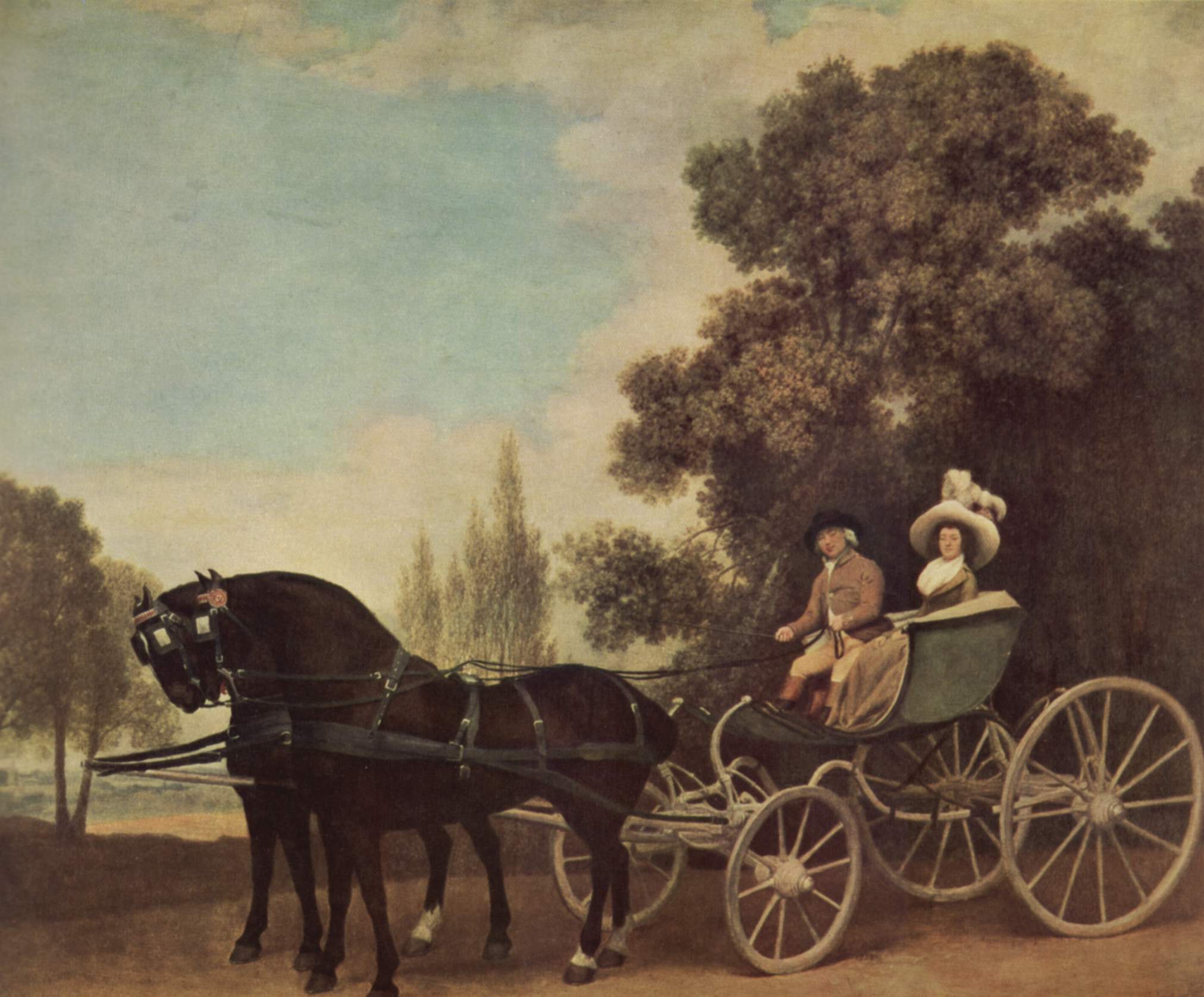 George Stubbs, A Gentleman driving a Lady in a Phaeton
