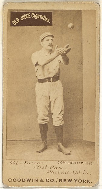 Goodwin & Company, Sidney Douglas Farrar, 1st Base, Philadelphia, from the Old Judge series (N172) for Old Judge Cigarettes