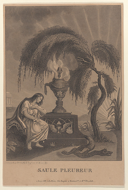 Anonymous, The Weeping Willow with hidden silhouettes of the Royal family