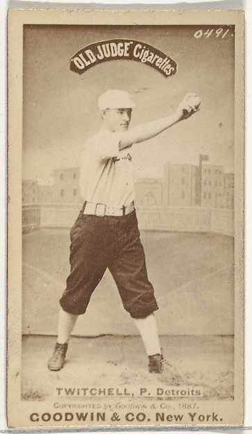 Goodwin & Company, Lawrence Grant "Larry" Twitchell, Pitcher, Detroit Wolverines, from the Old Judge series (N172) for Old Judge Cigarettes