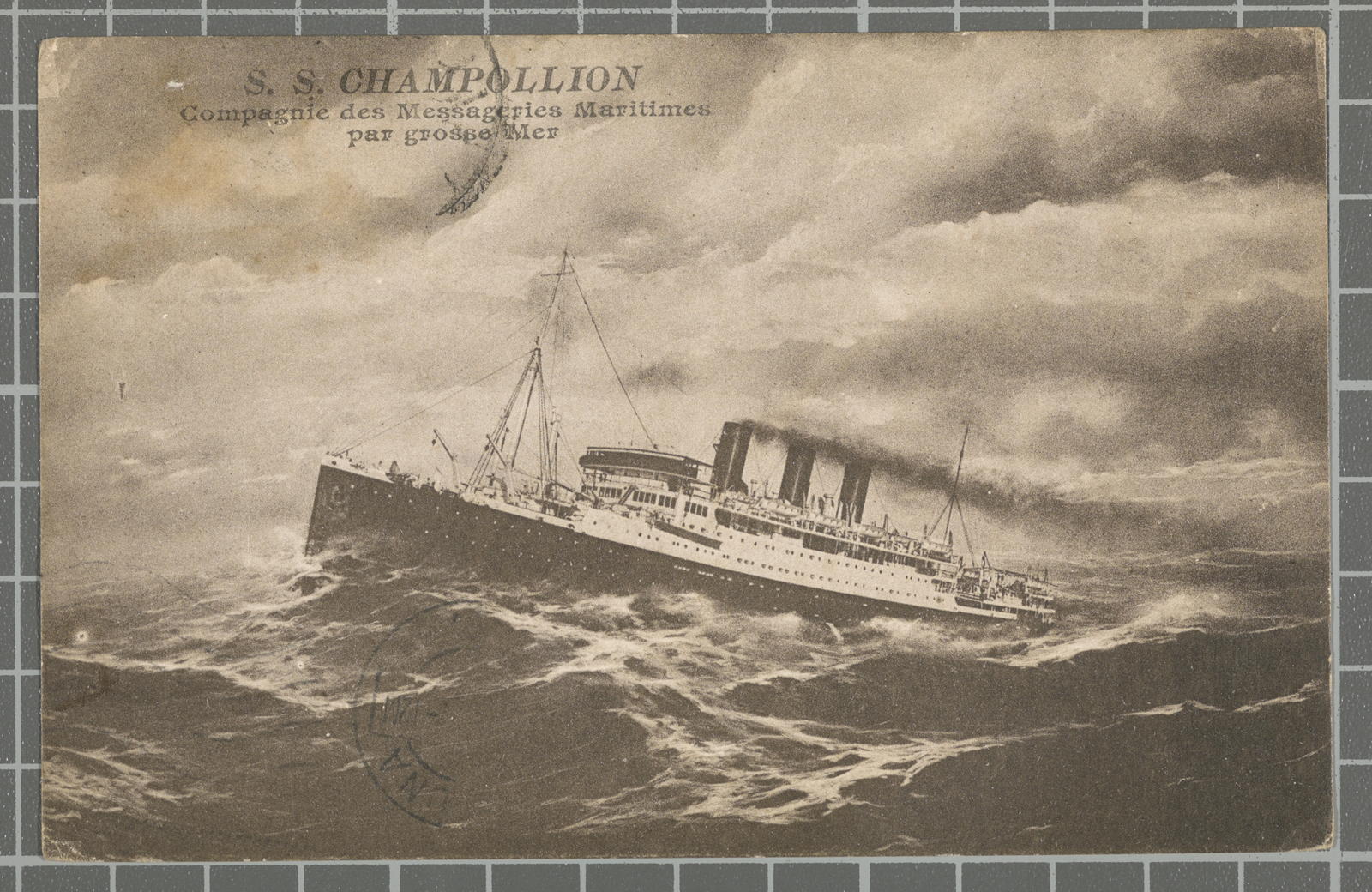 Desconegut, S. S. Champollion. Compagnie des Messageries Maritimes par grosse Mer