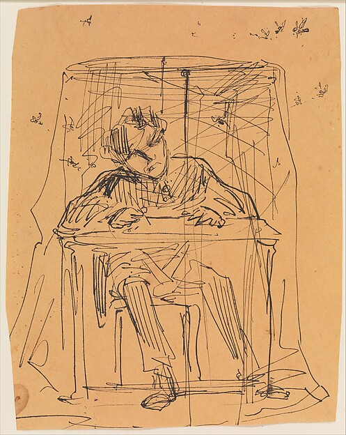 James McNeill Whistler, Man at Table beneath Mosquito Net (from Sketchbook)