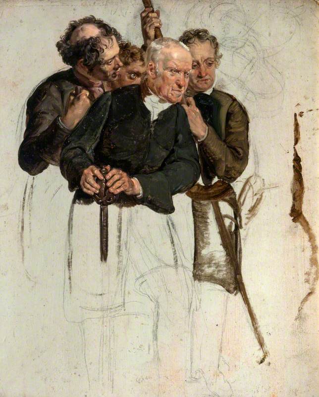 George Harvey, Four Standing Men (study for 'The Covenanters' Baptism')