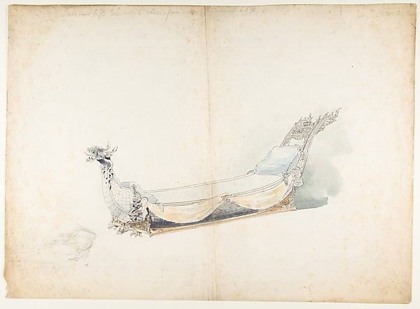 Anonymous, French, 19th century, Design for a Chinese-Style Bed