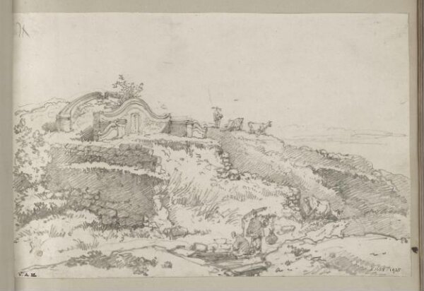 George Chinnery, A Chinese tomb on a hillside, Macau