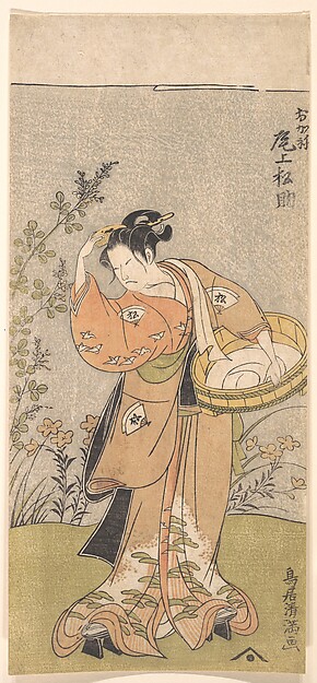 Torii Kiyomitsu, The Actor Onoya Matsusuke, in Female Robe of O-Kane, Adjusts the Comb in His Hair