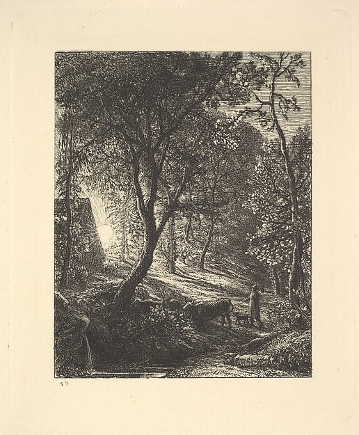 Samuel Palmer, The Herdsman's Cottage, or Sunset
