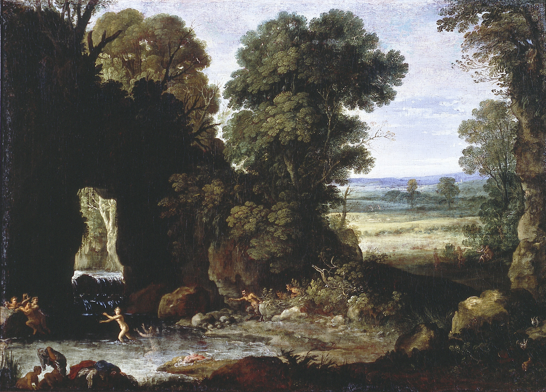 Paul Bril, Forest landscape with nymphs and satyrs