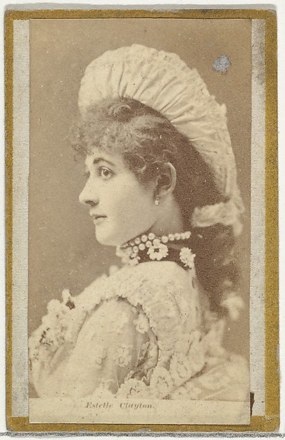 Allen & Ginter, Estelle Clayton, from the Actresses and Celebrities series (N60, Type 2) promoting Little Beauties Cigarettes for Allen & Ginter brand tobacco products