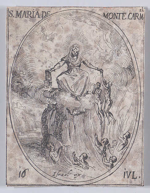 Jacques Callot, Ste. Marie du Mont Carmel (Feast of Virgin Mary of Mount Carmel), July 16th, from "Les Images De Tous Les Saincts et Saintes de L'Année" (Images of All of the Saints and Religious Events of the Year)