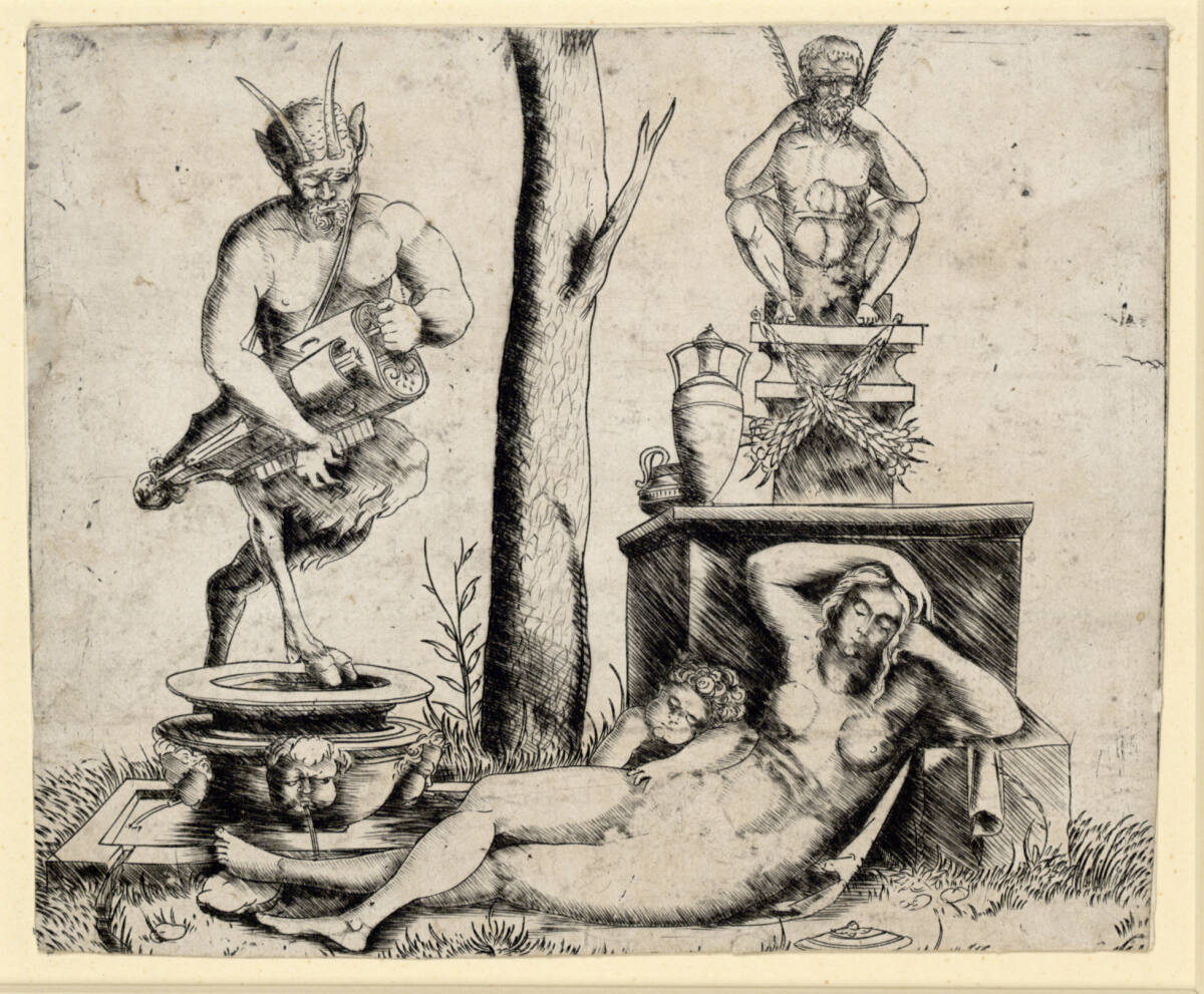Meistervon1515, Liegende Nymphe und Leier spielender Satyr