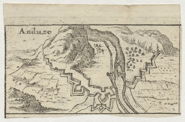 Unknown artist, Aerial view of the fortifications of Anduze [dept. du Gard]