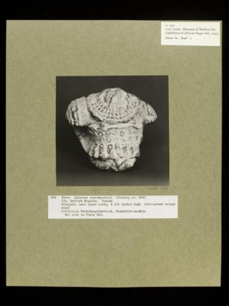 Walker Evans, Plaster Cast of Terra Cotta Sculpture.  Yoruba.