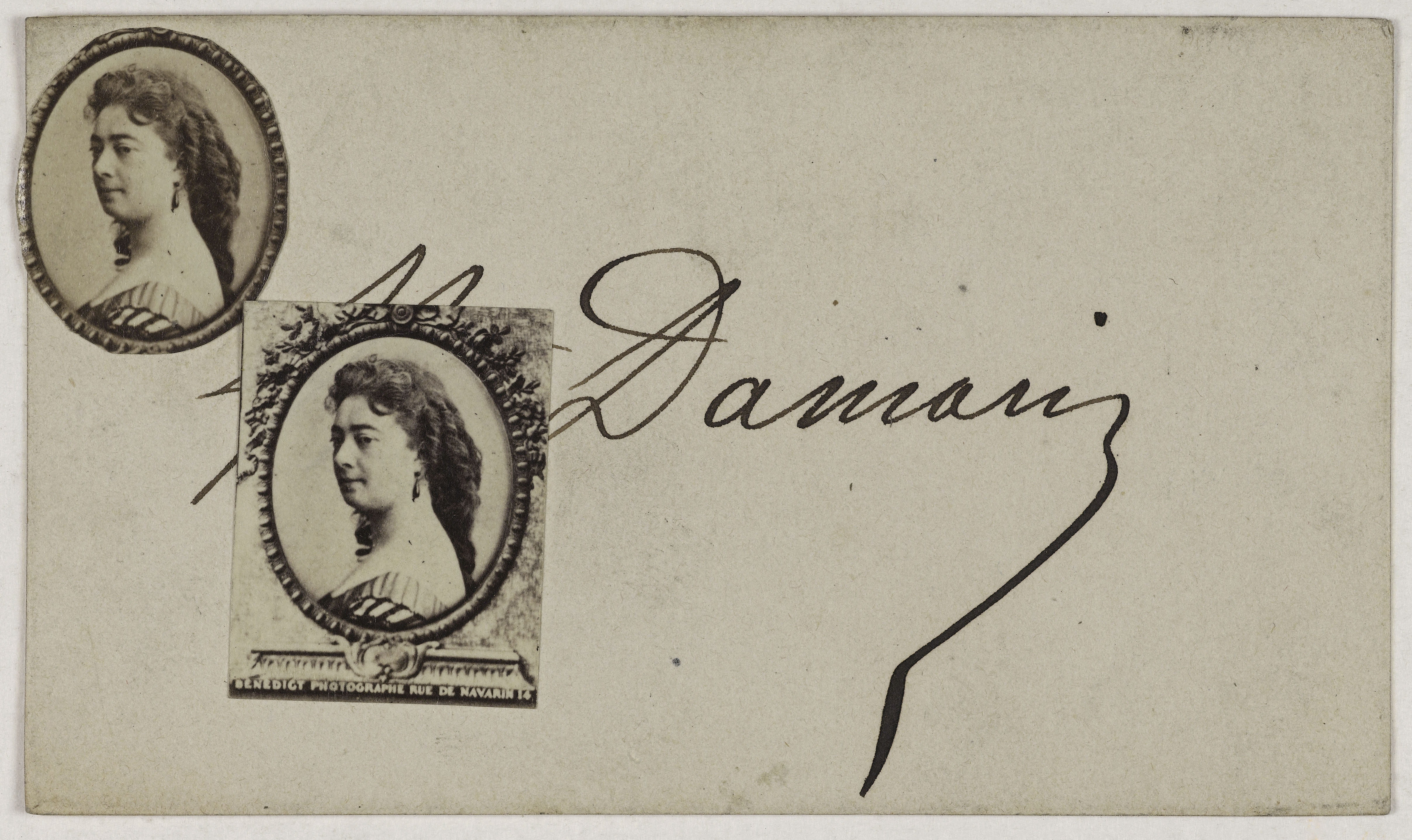 Anonyme, Double portrait d'Hortense Damain (18 -1883), (actrice à l'Opéra et théâtre du Vaudeville)