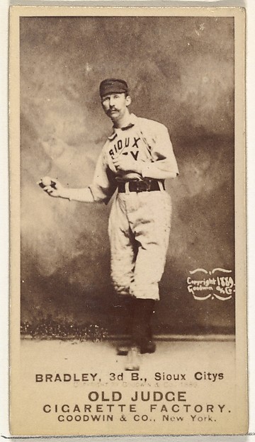Goodwin & Company, George Washington "Grin" Bradley, 3rd Base, Sioux City Corn Huskers, from the Old Judge series (N172) for Old Judge Cigarettes