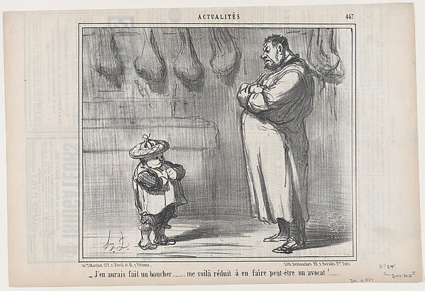 Honoré Daumier, J'en aurais fait un boucher..., from "Actualités"
