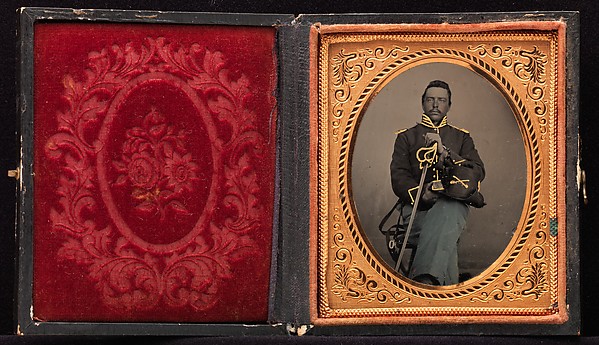 Unknown, [Union Cavalry Officer Displaying Sword, Holding Hat, Seated in Studio]