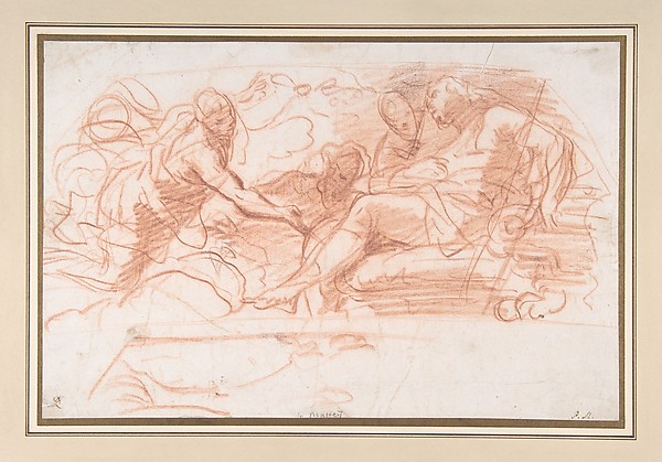 Paolo De Matteis, Flying Figure Appearing before an Enthroned Figure