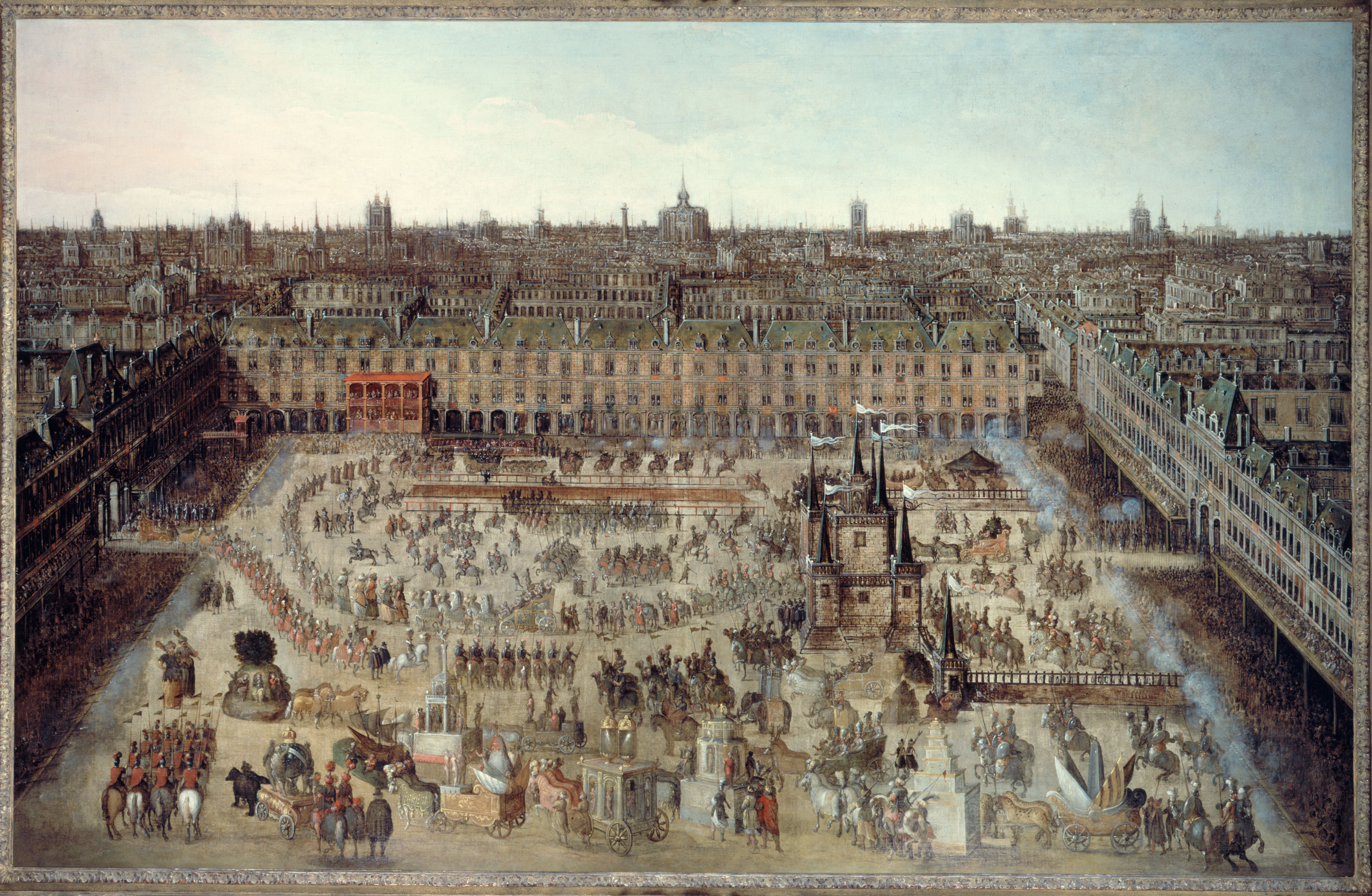 Anonyme, Le "Roman des chevaliers de la gloire", grand carrousel donné du 5 au 7 avril 1612, à l'occasion du mariage de Louis XIII avec Anne d'Autriche, place Royale