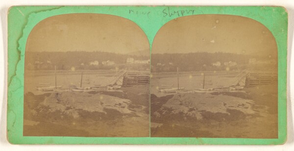 Unknown, [Sailboats docked at shoreline]