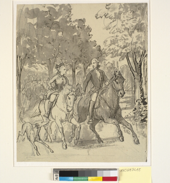 Wilhelm Marstrand, Caroline Mathilde og Struensee på ridetur ved Hørsholm