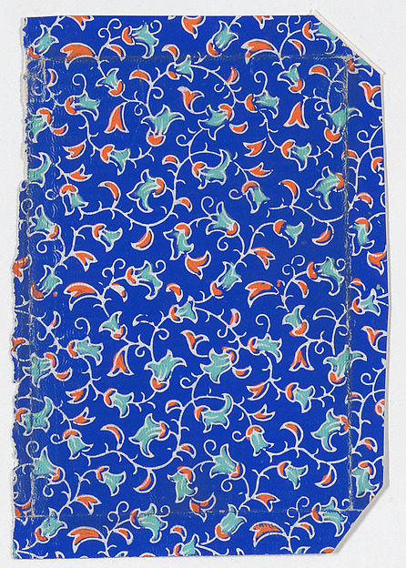 Anonymous, Bright blue sheet with vine pattern