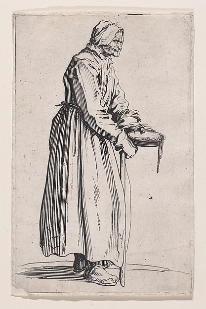 Jacques Callot, La Mendiante a la Sébille (The Female Beggar with the Begging Bowl), from "Les Gueux suite appelée aussi Les Mendiants, Les Baroni, ou Les Barons" (The Beggars, also called the Barons)