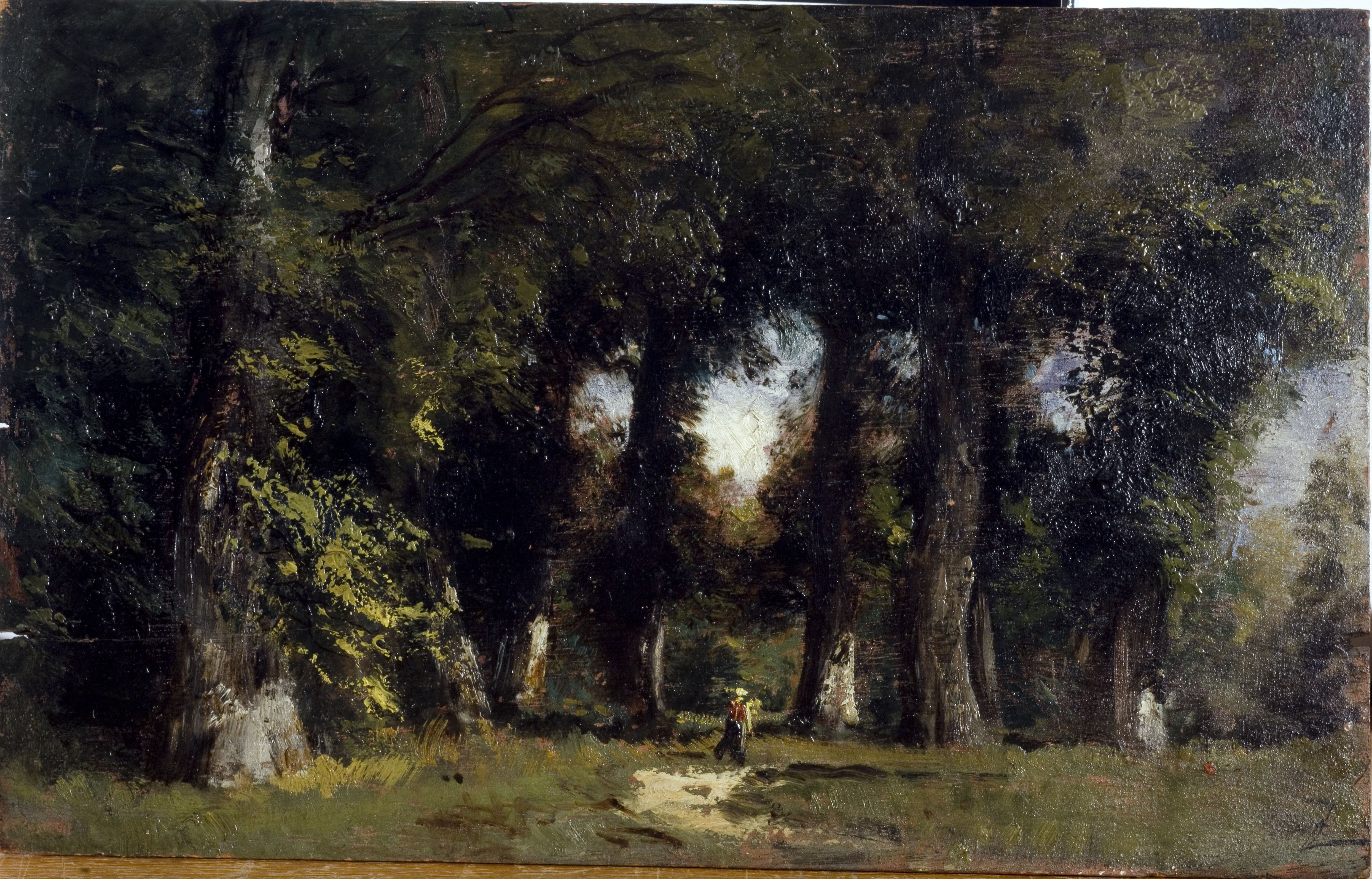 Félix Ziem, Lisière de forêt (au recto), Paysage animé (au revers)