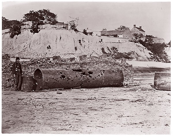 Alexander Gardner, Smokestack of Confederate Ram Merrimac at Richmond/Remains of Ironclad Ram "Virginia #2", April, 1865