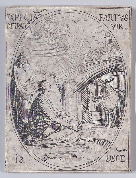 Jacques Callot, L'Attente de l'Enfantement de la Vierge (Expectation of the Virgin Mary), December 18th, from "Les Images De Tous Les Saincts et Saintes de L'Année" (Images of All of the Saints and Religious Events of the Year)