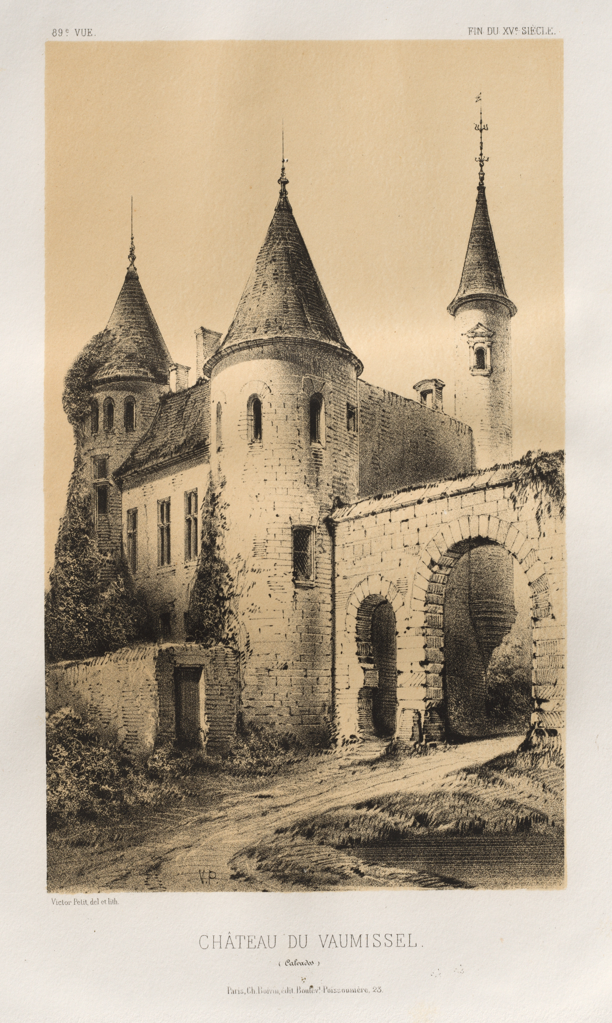 Victor Petit, Architecture Pittoresque ou Monuments des XVeme. Et XVIeme. Siecles: Chateaux de France des XV et XVI Siecles: Pl. 89, Château du Vaumissel (Calvados)