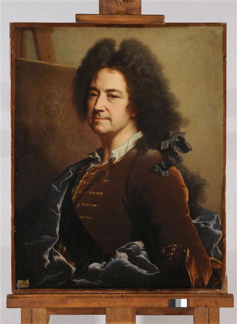 Hyacinthe Rigaud, Autoportrait devant l'esquisse du portrait de Maria Serra