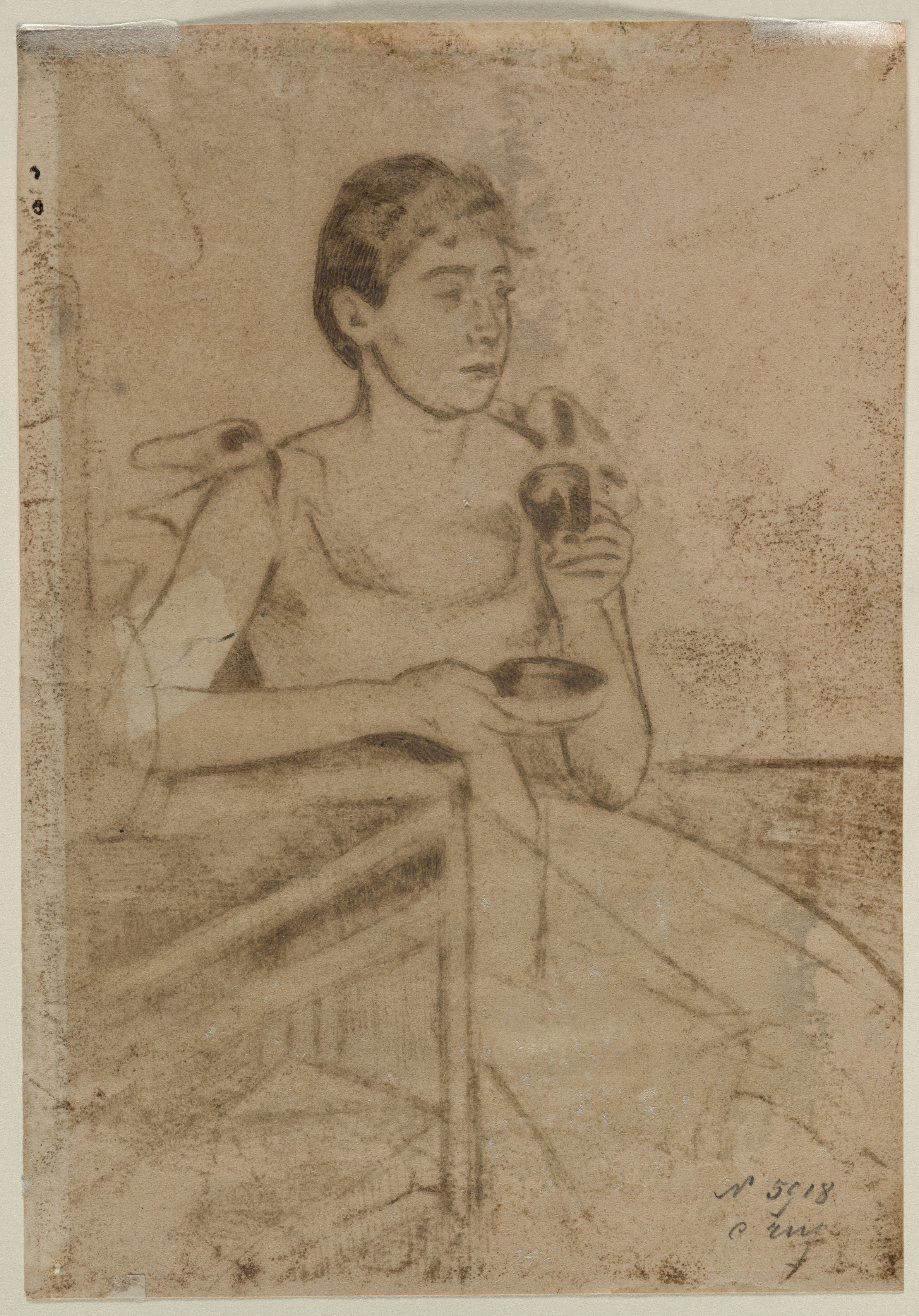 Mary Cassatt, After-Dinner Coffee (verso)