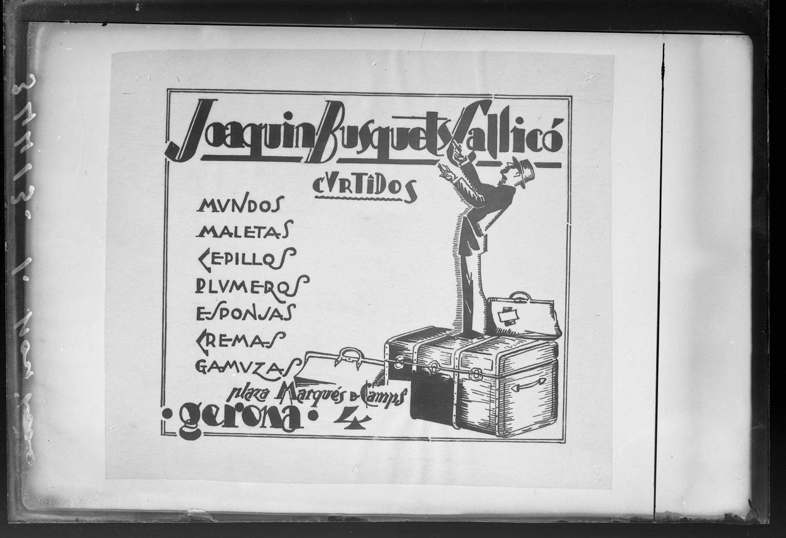 Desconegut, [Cartell publicitari de curtidos Joaquim Busquets Callicó]