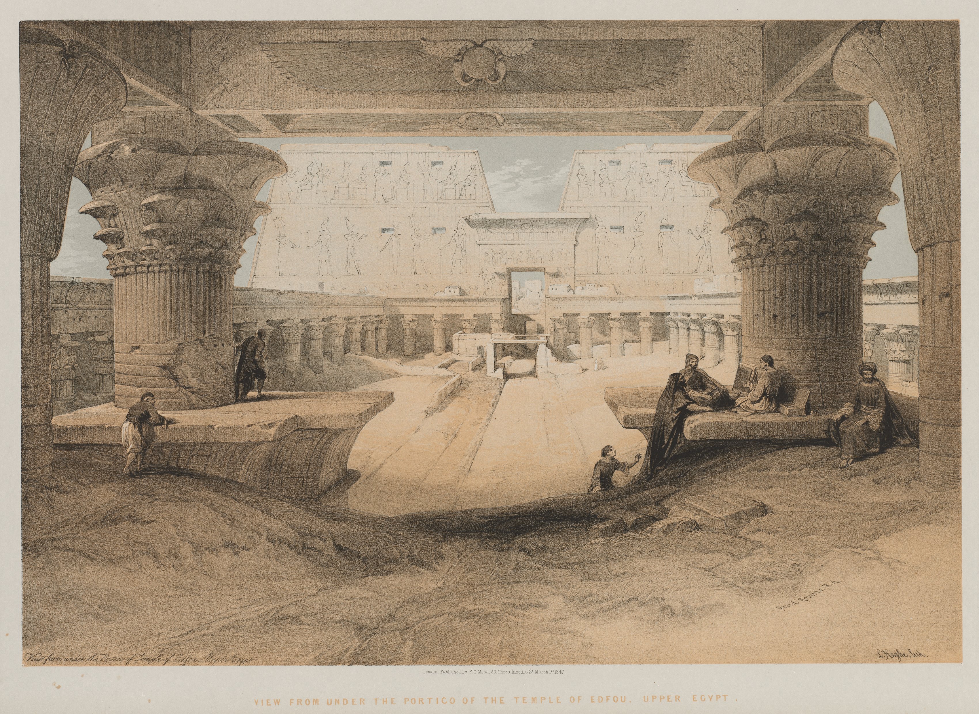 Louis Haghe, Egypt and Nubia, Volume I: View from Under the Portico of the Temple of Edfou, Upper Egypt