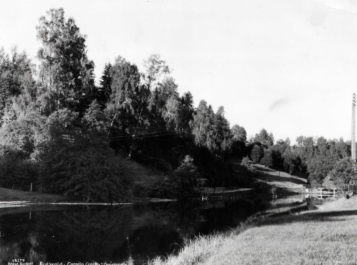 Anders Beer Wilse, Andelven, Eidsvoll 1928. Elven og landskapet. Camilla Colletts "Drømmely."