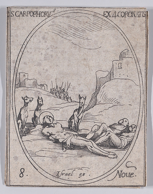Jacques Callot, S. Carpophore et les 4 Saints Couronnés (St. Carpophorus and the 4 Crowned Saints), November 8th, from "Les Images De Tous Les Saincts et Saintes de L'Année" (Images of All of the Saints and Religious Events of the Year)