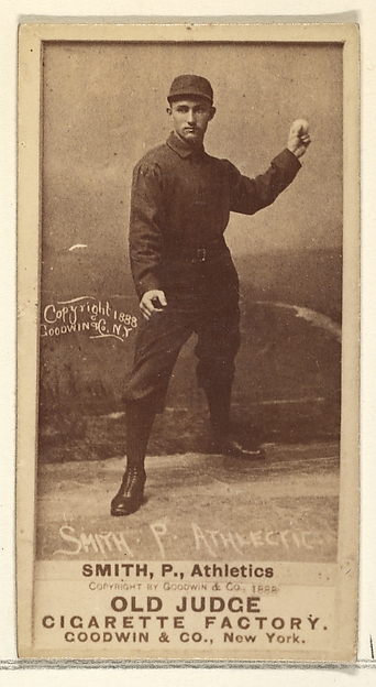 Goodwin & Company, Smith, Pitcher, Philadelphia Athletics, from the Old Judge series (N172) for Old Judge Cigarettes