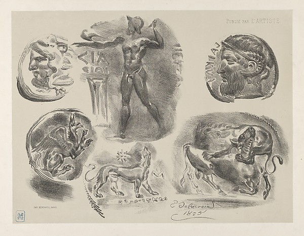 Eugène Delacroix, Studies of Six Greek Coins