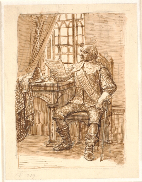 Wilhelm Marstrand, Adelsmand fra Chr. IV's tid sidder og læser et brev