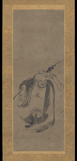 Kenkō Shōkei, Hotei, flanked by panels of birds
