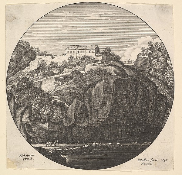 Wenceslaus Hollar, Landscape with a house on cliffs