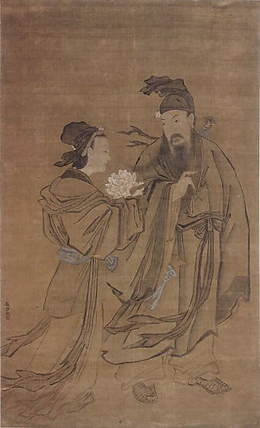 Unidentified artist, Lȕ Dongbin and the Spirit of the Peony