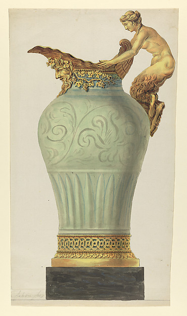 Anonymous, French, 18th century, Drawing of a Chinese Celadon Vase with Gilt-Bronze Mounts